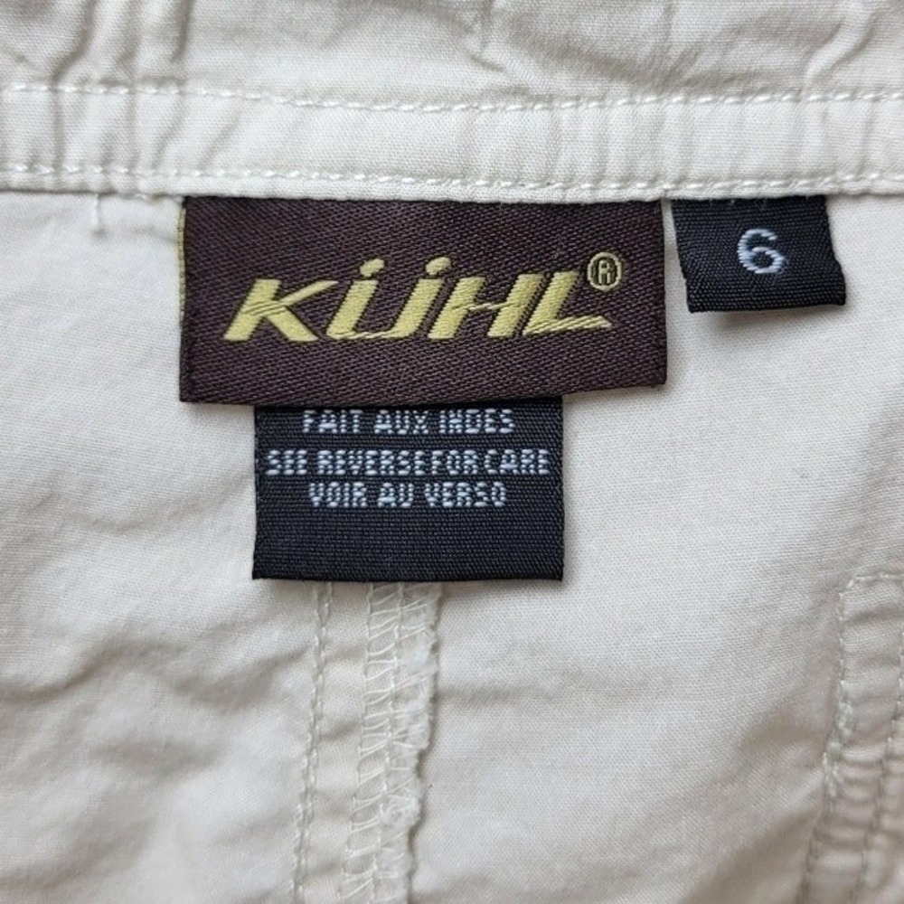 Kuhl Cropped Hiking Pants Size 6 Tan Crochet Trim Travel Outdoor Boho Utility - Picture 4 of 8